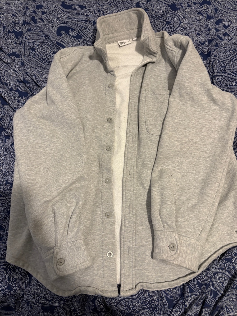 TNA Ladies Gray Button-Front Fleece Shacket